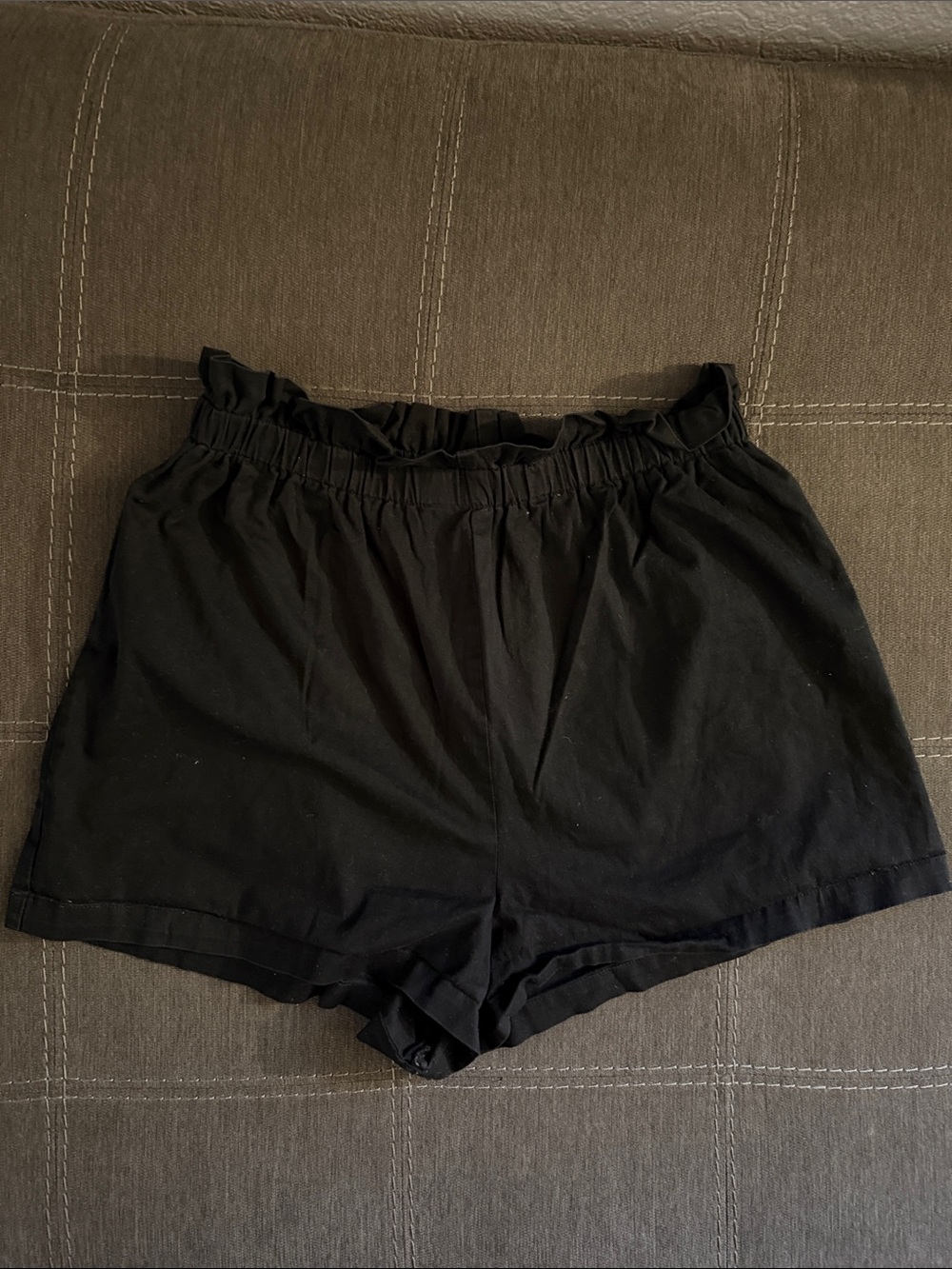wild fable Black High-Waist Ruffle Elastic Pull-On Shorts